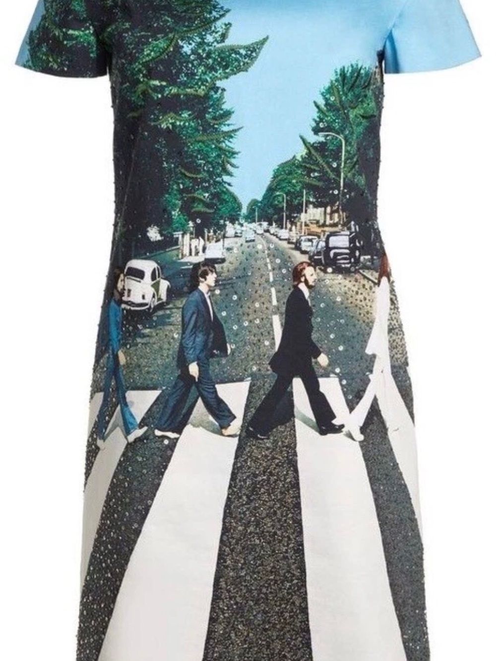 Alice + Olivia Blue Graphic Abbey Road Mini Dress